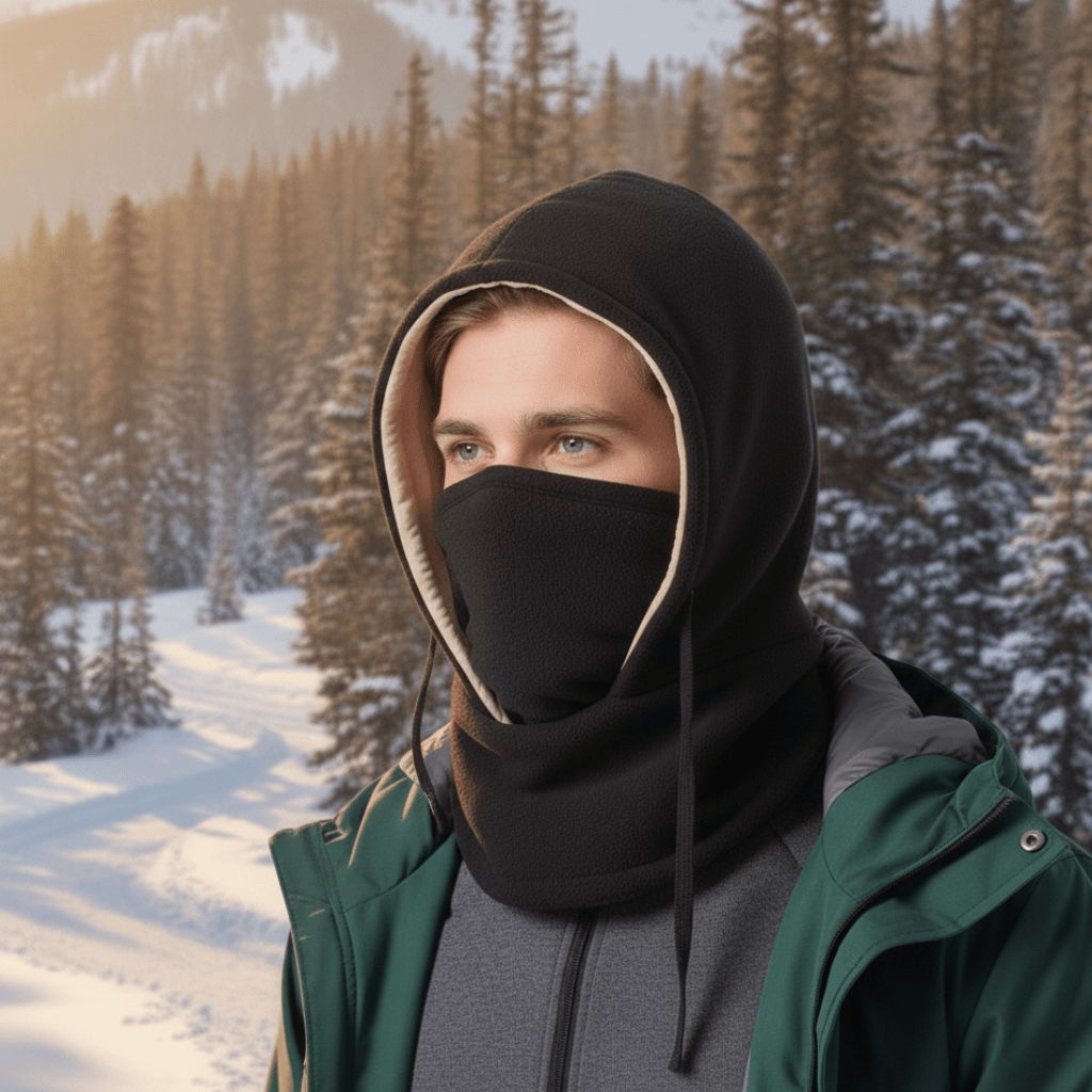 Vue complète du bonnet d'hiver avec toutes ses caractéristiques