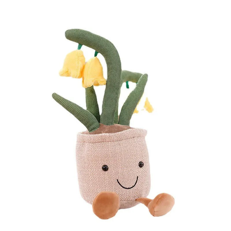 Jouet en peluche tulipe dans un pot, vue de face