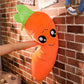 Collection de carottes en peluche, différentes tailles alignées