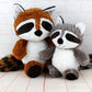 Peluche raton laveur avec masque brodé et queue rayée