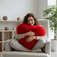 Détail du coussin en forme de cœur, fausse fourrure