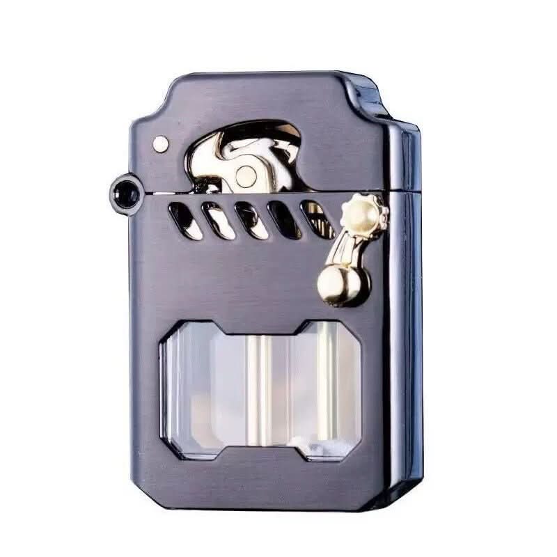 Briquet mécanique en métal brossé avec engrenage visible