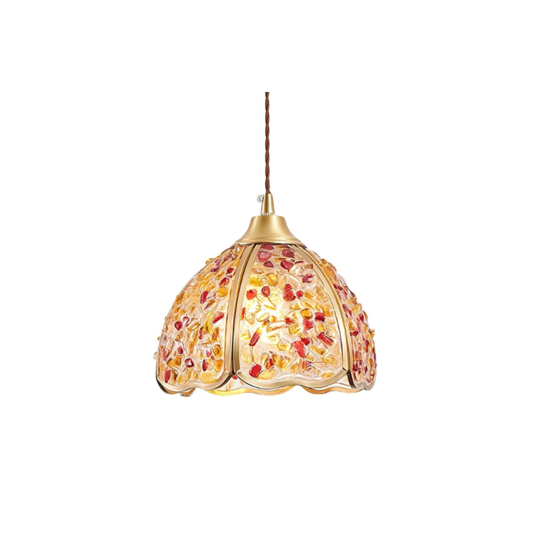 Lampe suspendue avec abat-jour mosaïque floral ondulé