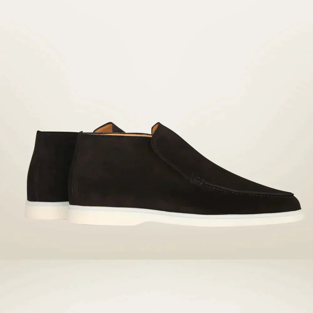 Mocassins en suède végan, vue de dessus, design raffiné