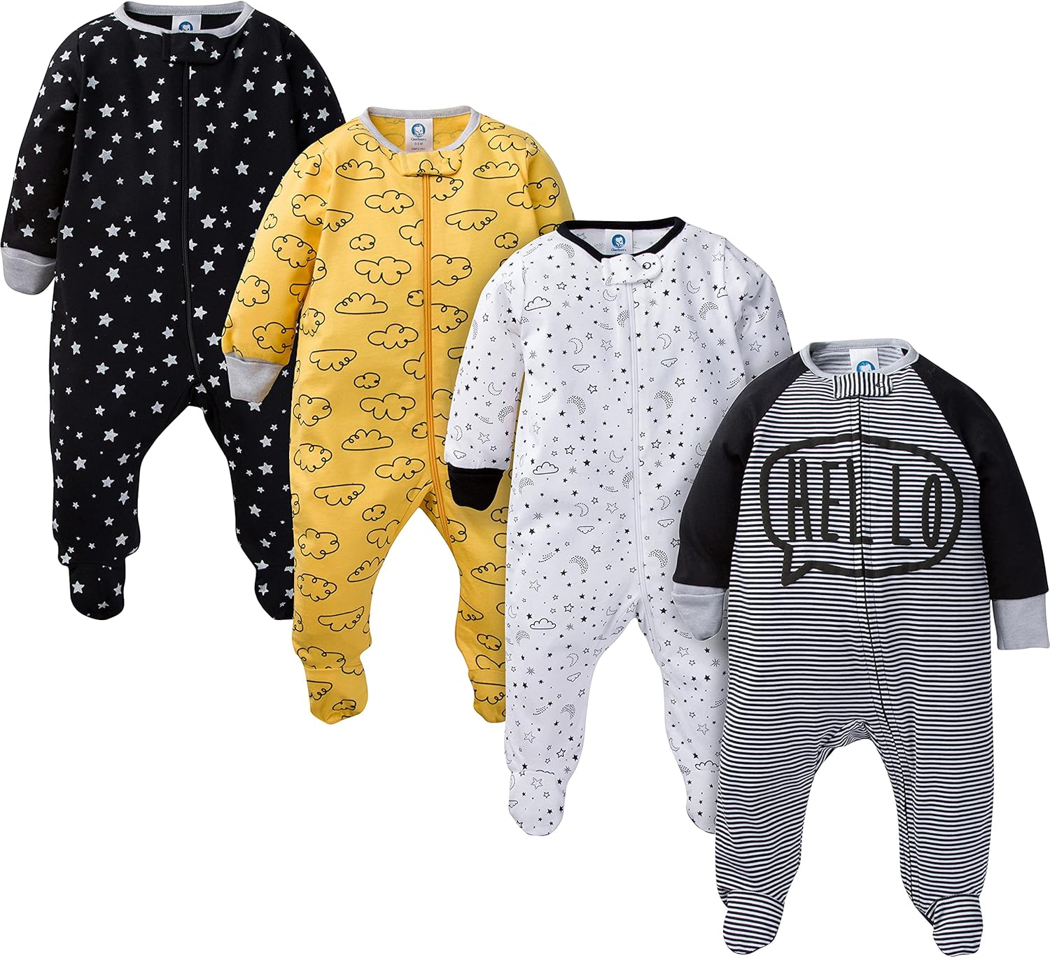 Zoom sur les motifs animaux du pyjama bébé