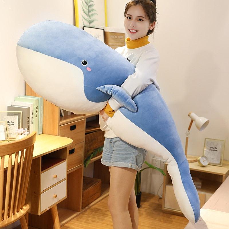 Gros plan sur la texture douce de la baleine en peluche