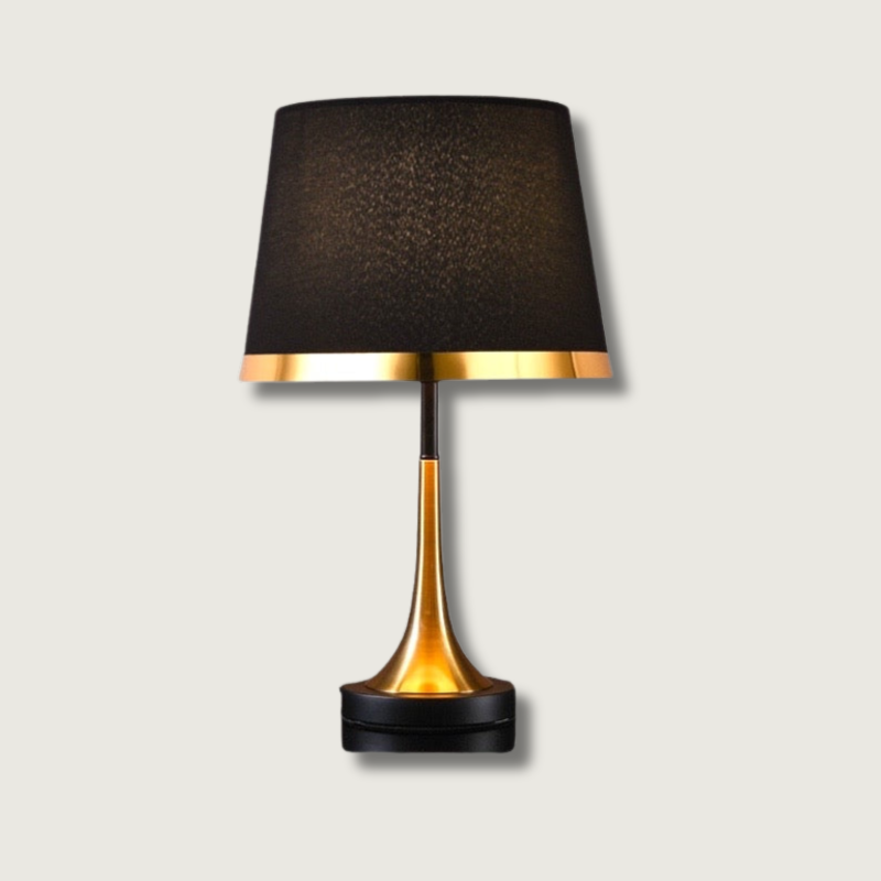 Lampe rétro en fer noir avec abat-jour en tissu