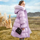 Manteau d'hiver violet avec capuche duveteuse pour fille