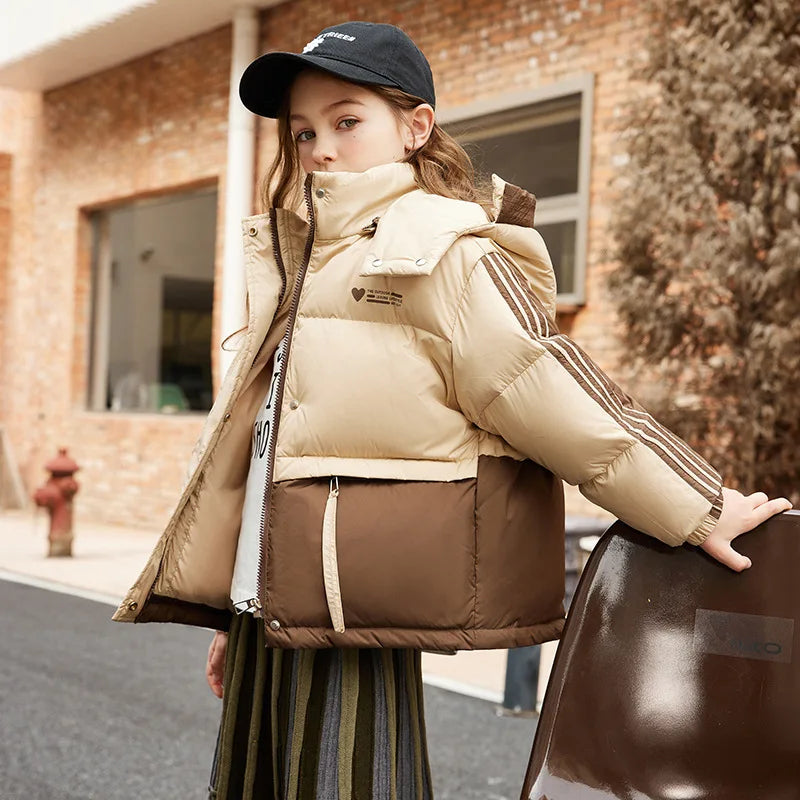 Veste puffer fille avec manches longues et capuche