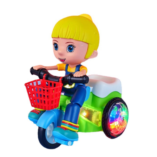 Vue arrière du tricycle avec roues LED illuminées