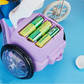 Tricycle coloré en mouvement, lumières LED visibles