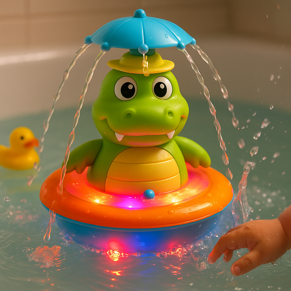 Vue rapprochée du jouet crocodile avec effets lumineux