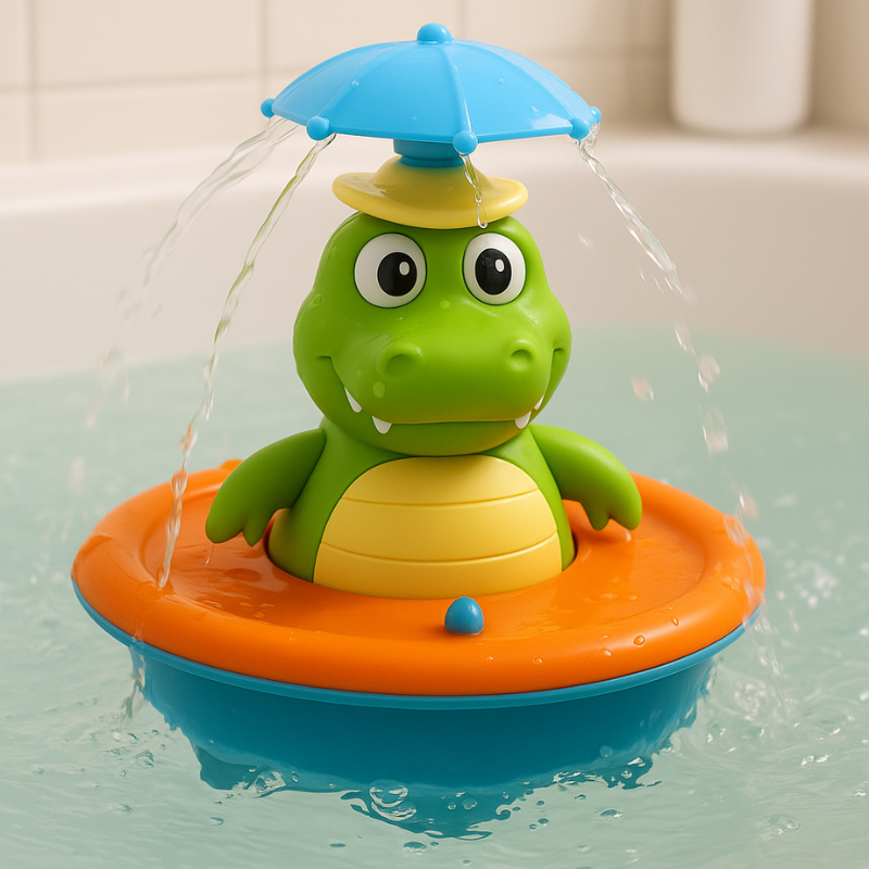 Jouet de bain crocodile flottant avec lumière LED colorée