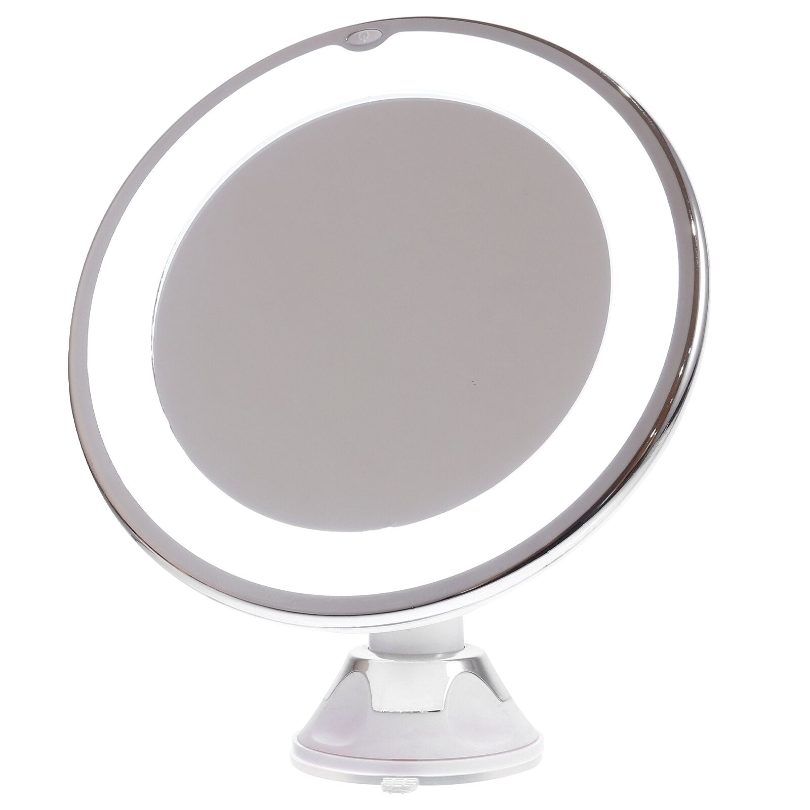 Miroir sur une coiffeuse, montrant sa base à ventouse