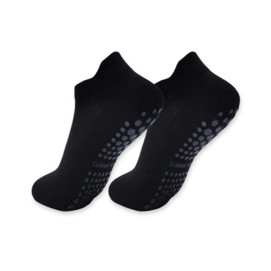 Chaussettes de yoga noires montrant la texture respirante