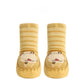 Vue de chaussettes bébé motif lapin, semelle adhérente