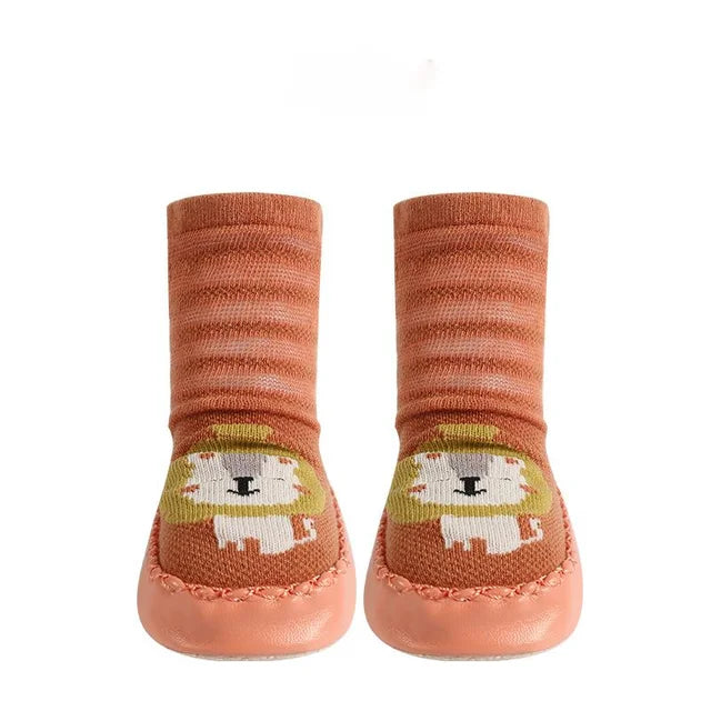 Motif zèbre sur chaussettes bébé, semelle caoutchouc