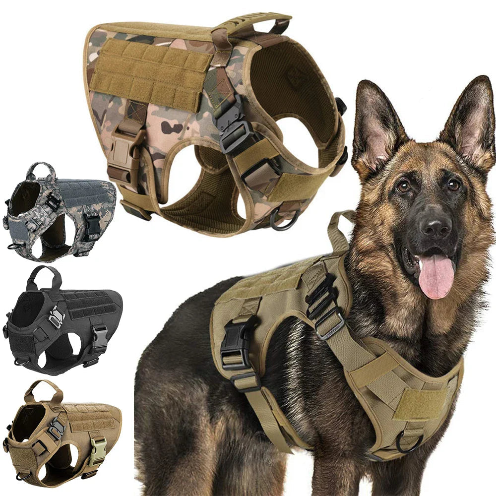 Harnais tactique noir avec poignée pour chien actif