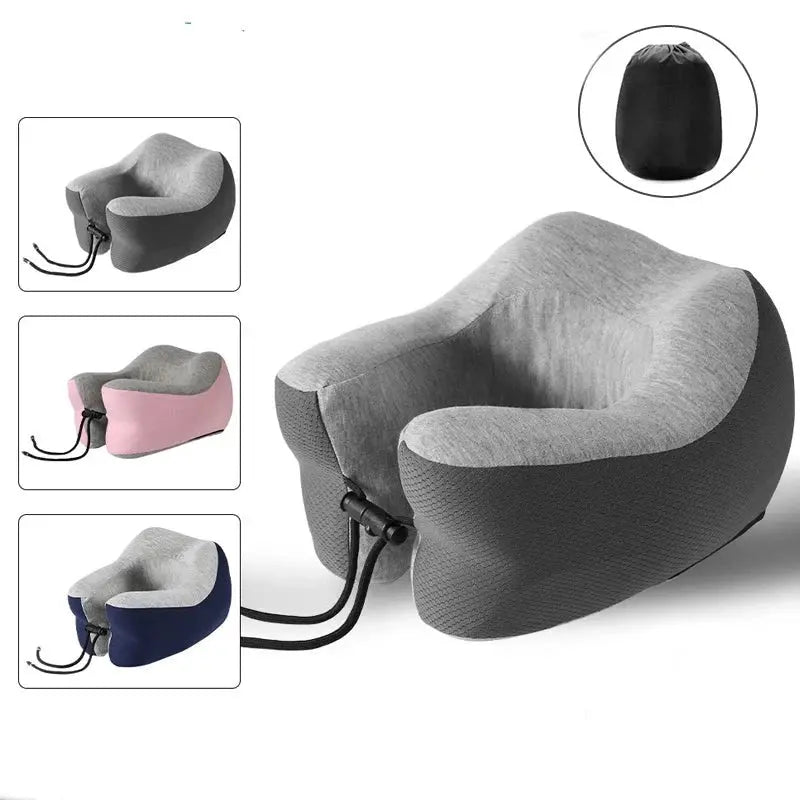 Coussin de voyage gris avec soutien cervical ergonomique