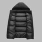 Vue arrière du gilet matelassé avec capuche attachée