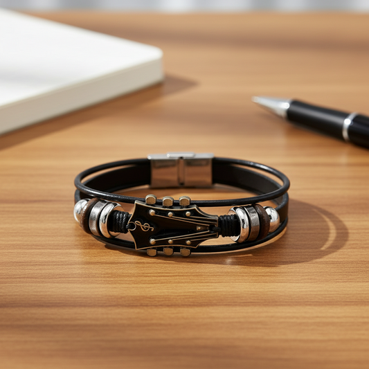 Bracelet en cuir, accent sur le design inspiré de la musique
