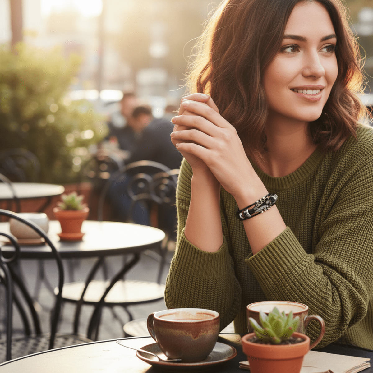 Bracelet ajustable en cuir, détails inspirés de la guitare