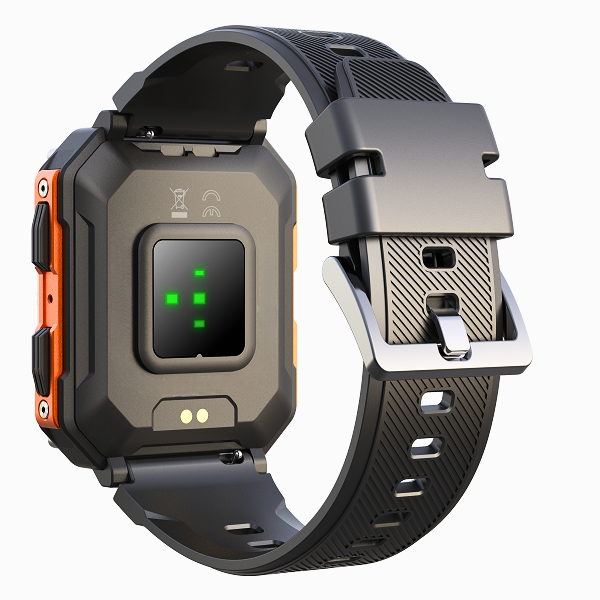 Vue latérale de la montre en acier inoxydable