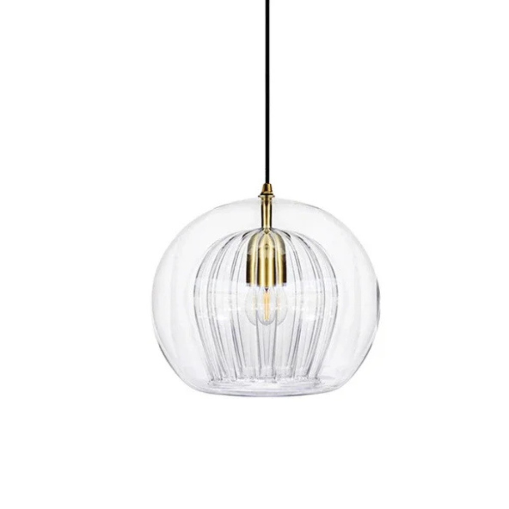 Lampe suspendue en verre, détail du design contemporain
