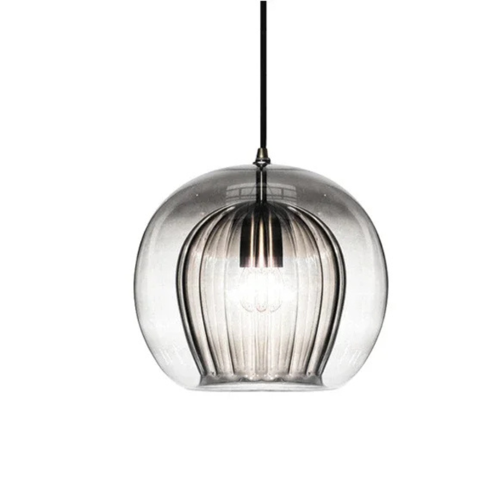 Lampe suspendue en verre, vue de l'installation