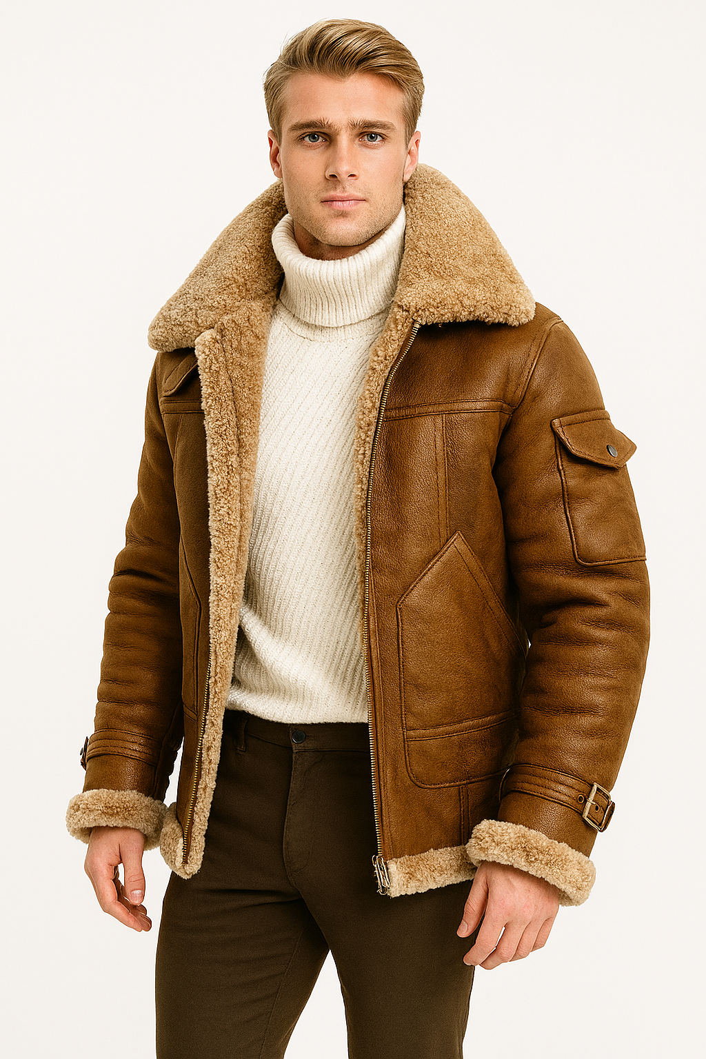 Veste classique homme en PU avec doublure confortable