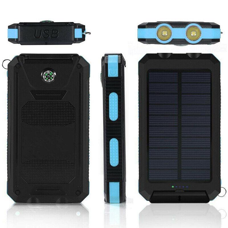 Chargeur solaire étanche avec deux ports USB et LED intégrées
