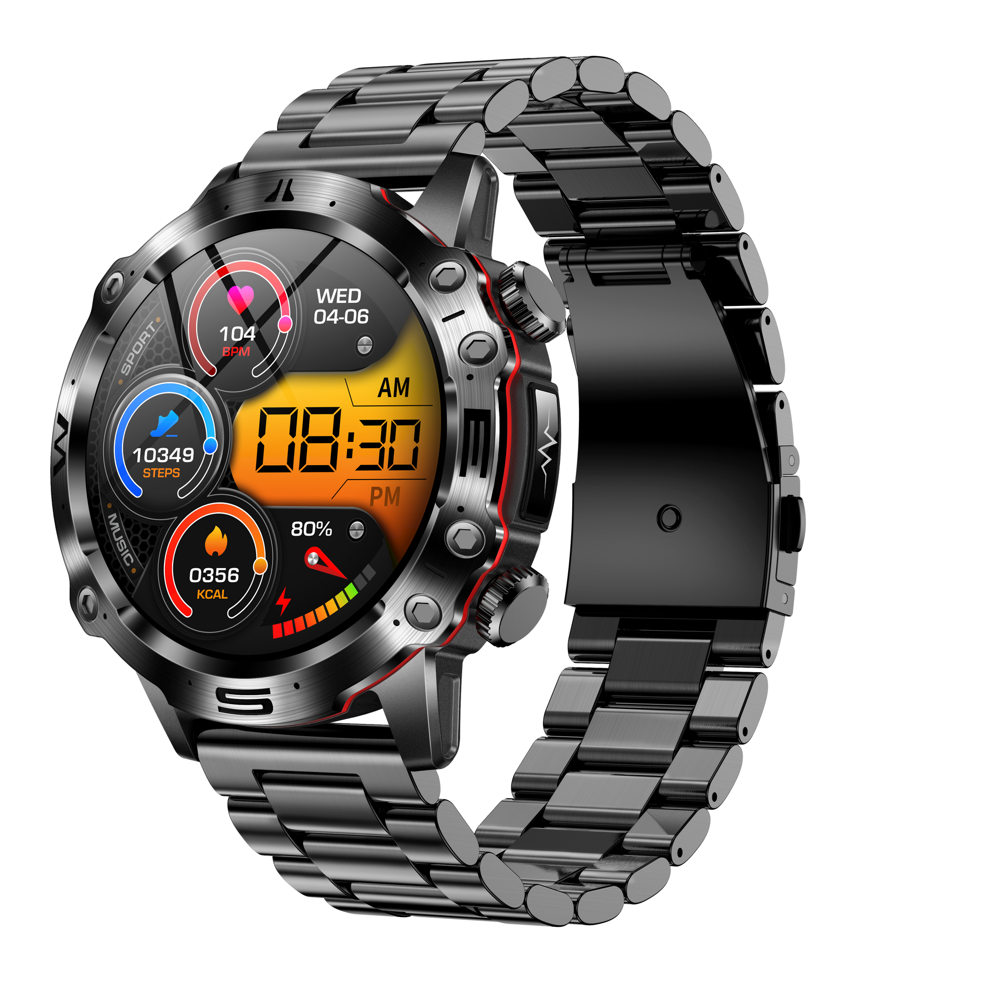 Montre intelligente avec écran Amoled affichant des données de santé