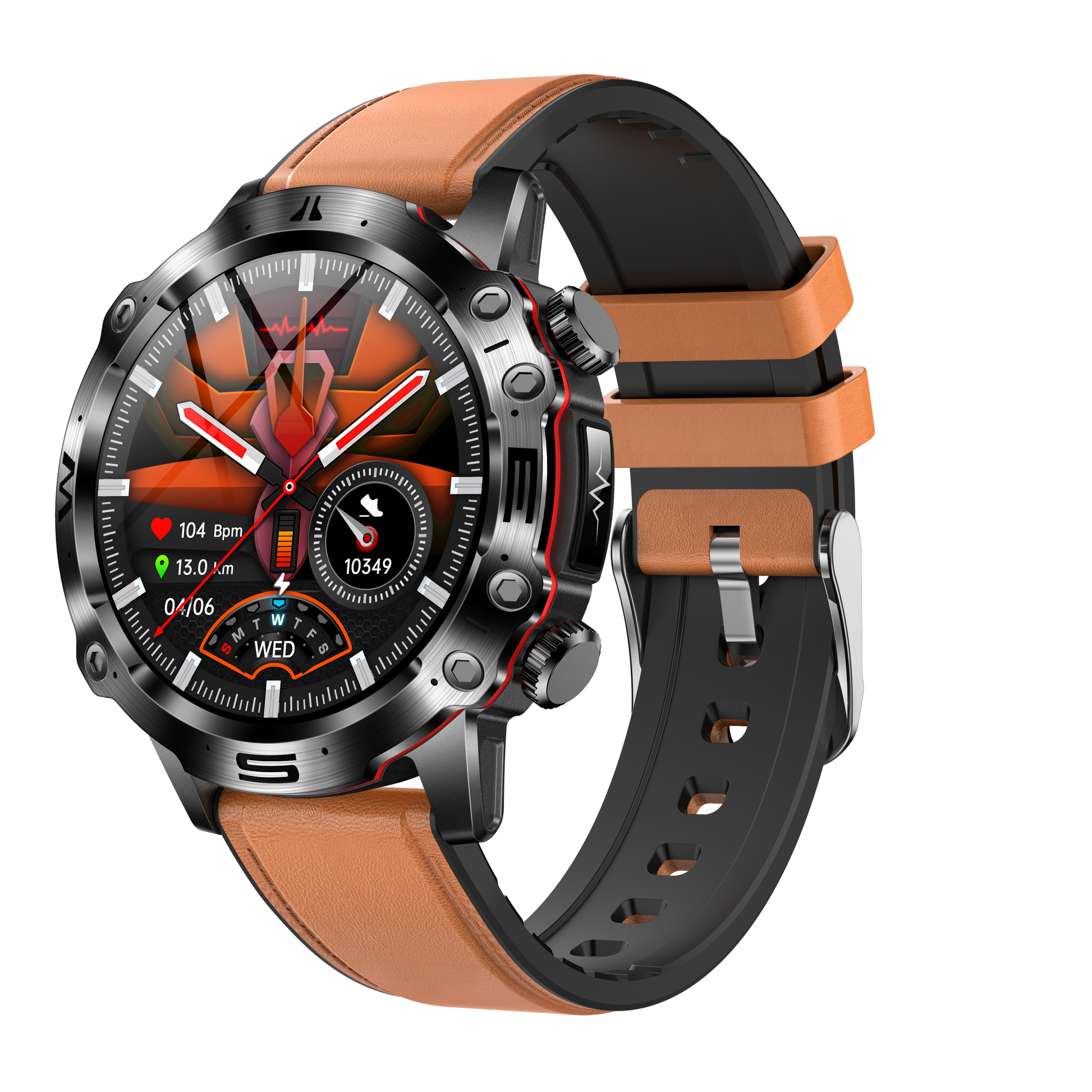 Vue latérale de la montre montrant le bracelet et l'écran tactile