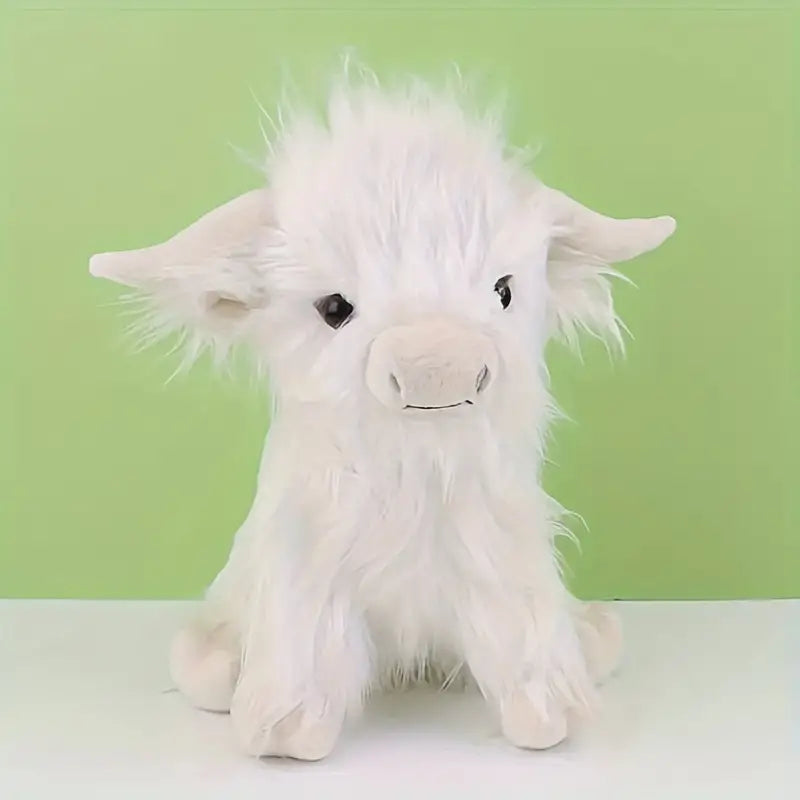 Vue latérale de la peluche vache, montrant sa taille