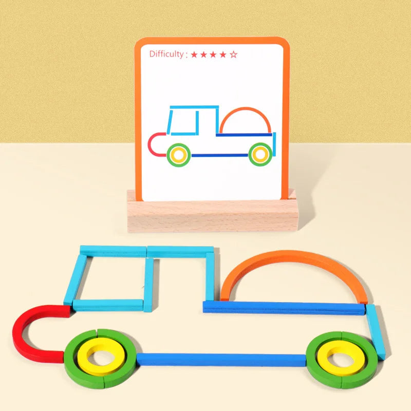 Carte recto-verso et pièces de puzzle en bois dispersées