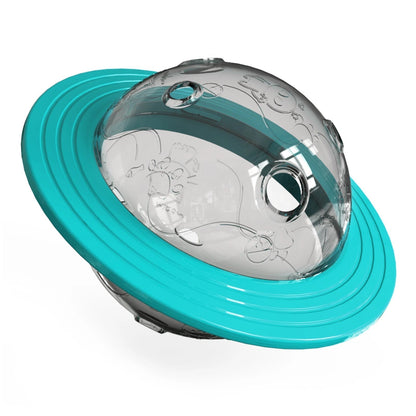 Vue latérale du ballon distributeur de nourriture pour chiens