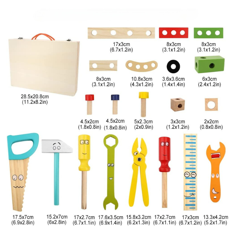 Ensemble de construction en bois avec outils Montessori