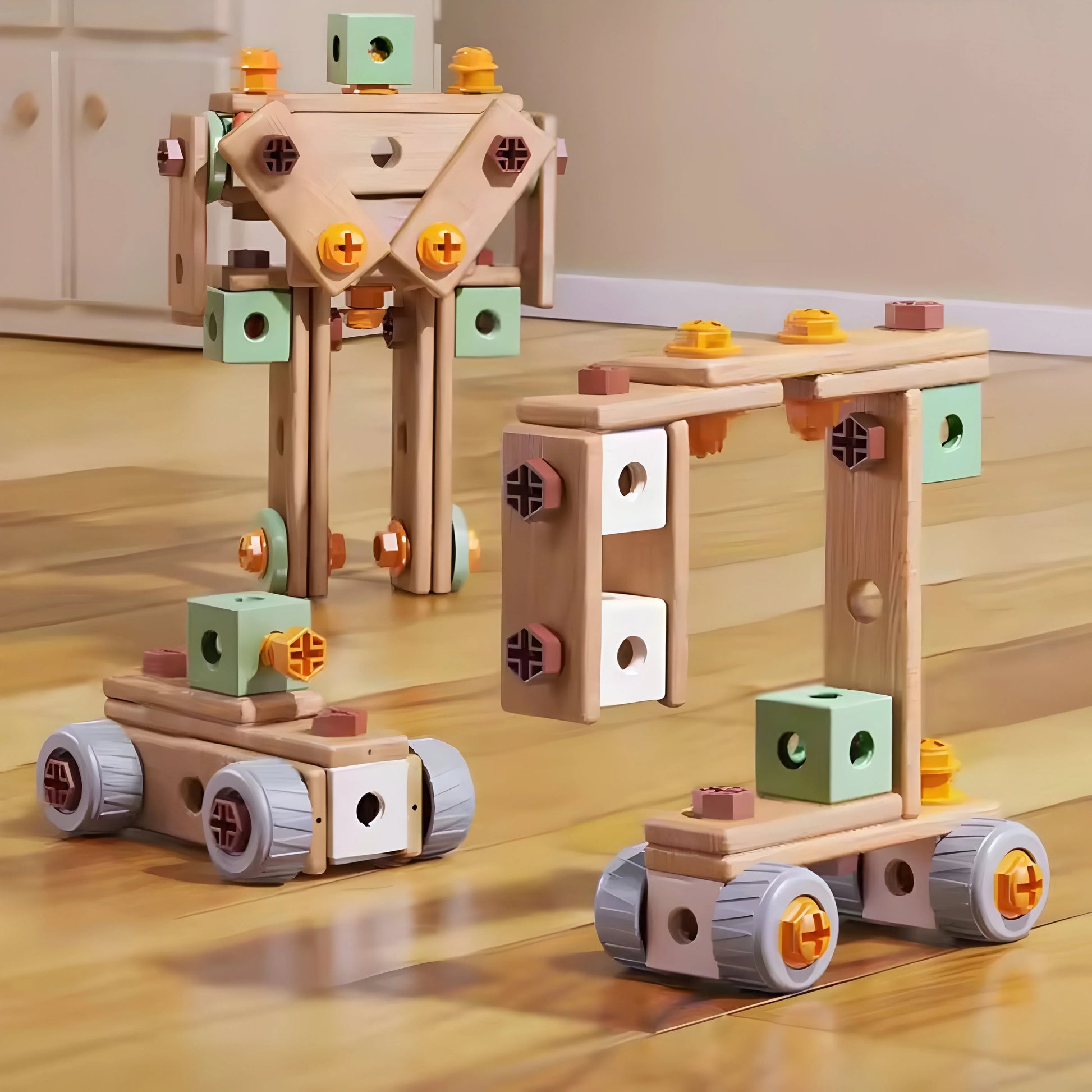 Pièces colorées et outils adaptés aux petites mains