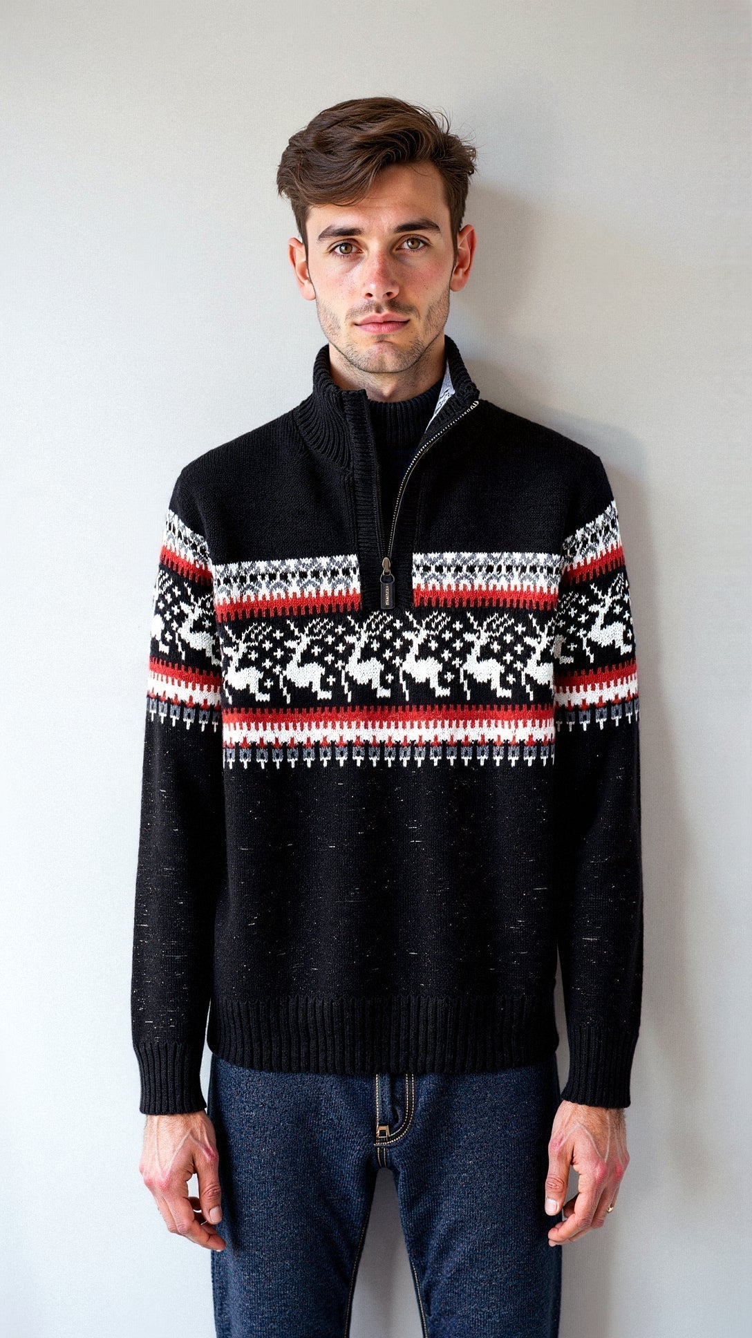 Pull de Noël en tricot, parfait pour superpositions hivernales