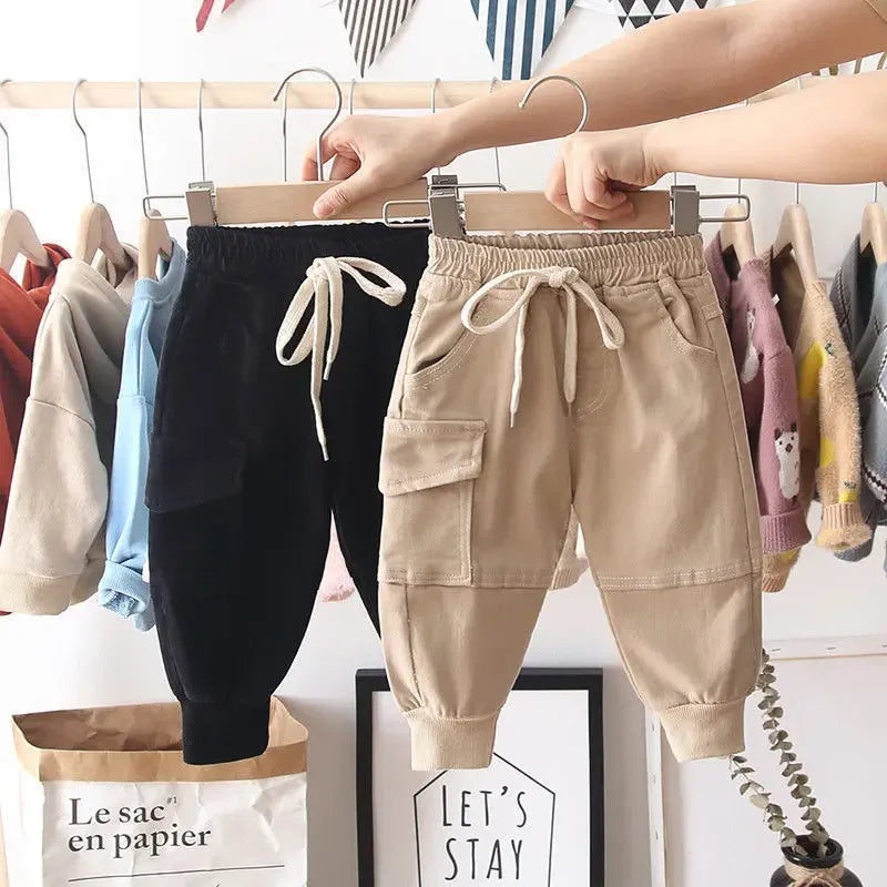 Pantalon cargo enfant en coton avec poches multiples