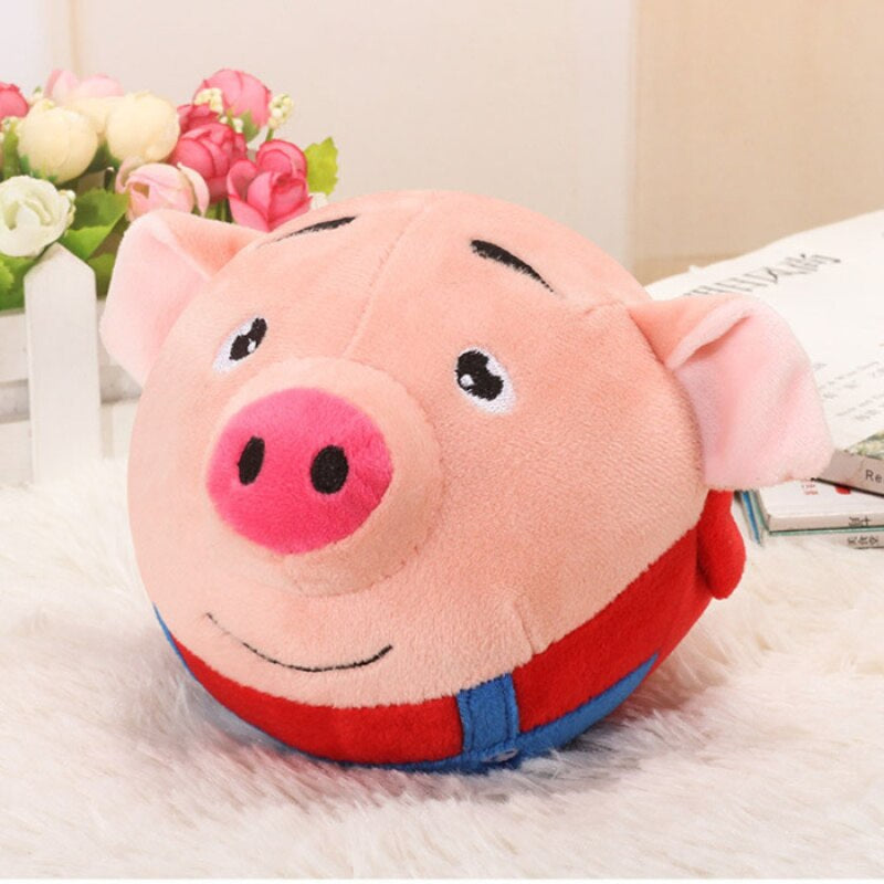 Cochon en peluche montrant son système de recharge USB