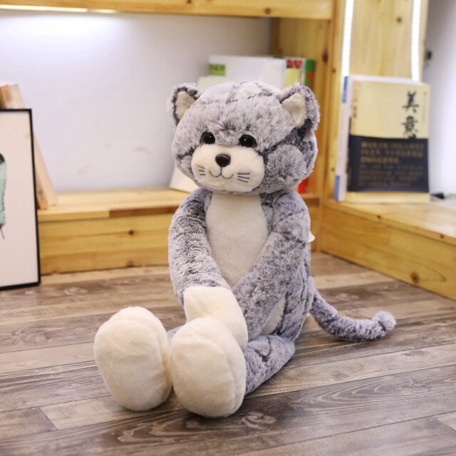 Peluche chat Kawaii avec oreilles pointues et pelage rayé