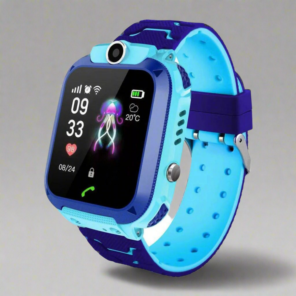 Montre GPS enfant avec écran tactile coloré allumé