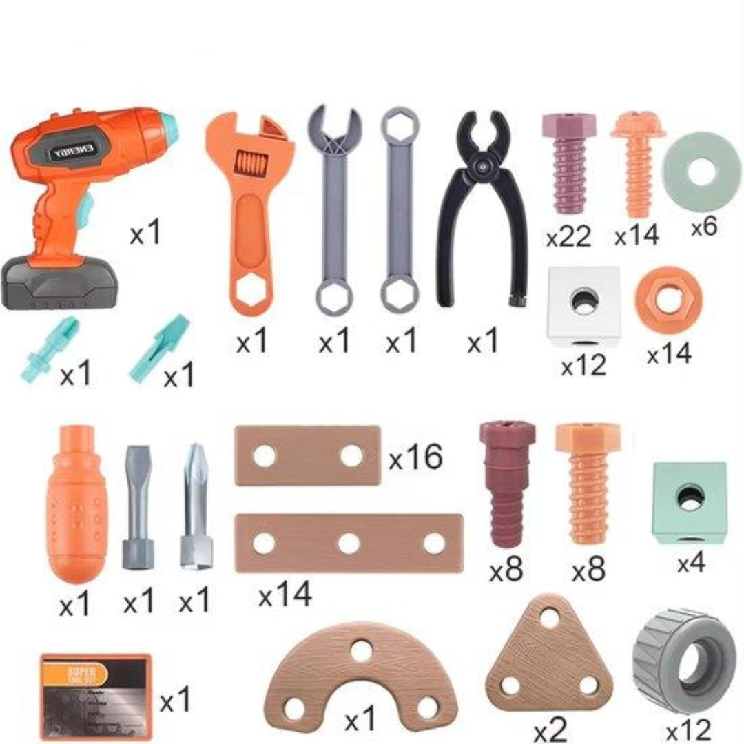Vue rapprochée des outils en plastique adaptés aux enfants