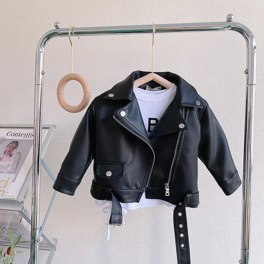 Veste enfant style motard avec doublure chaude pour hiver