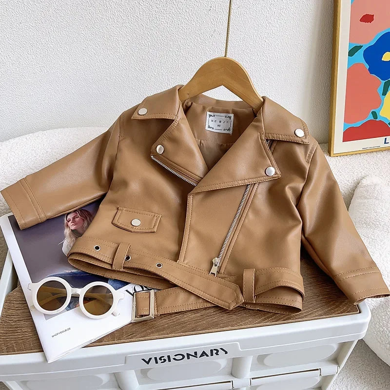 Veste enfant en similicuir avec doublure intérieure douce