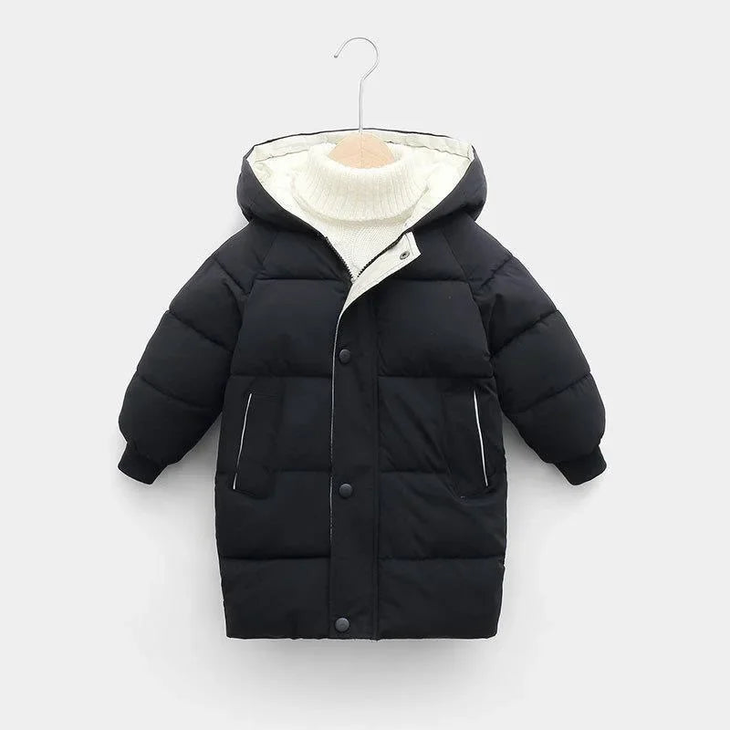 Vue de dos d'une veste enfant, tissu épais et chaud