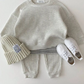 Ensemble enfant vert en tissu gaufre, manches longues et pantalon