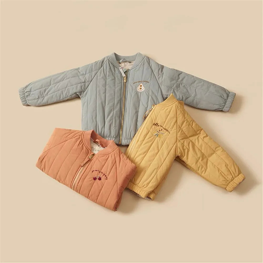 Veste d'hiver enfant en coton avec broderie colorée