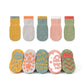 Cinq paires de chaussettes enfant antidérapantes en coton coloré